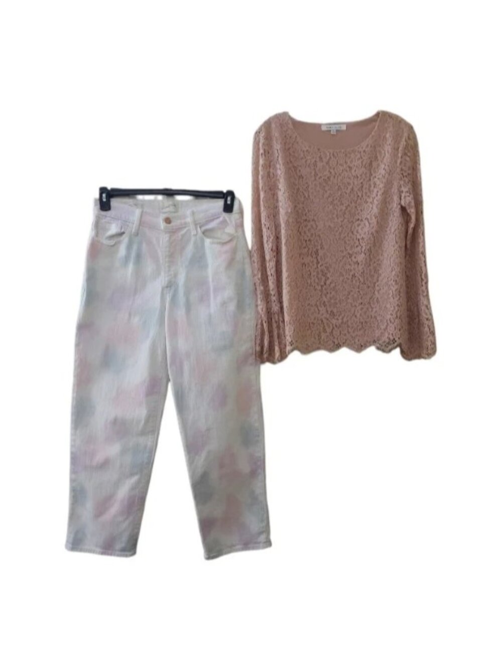Rose & Olive Lace Top sm & Universal Threads Jeans 6